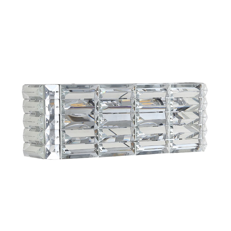Evelyn Crystal Rectangle Iron/Crystal Glam Modern LED Vanity Light - JONATHAN Y