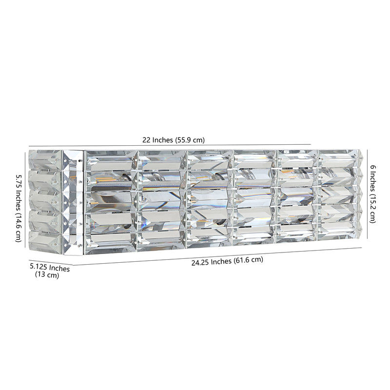 Evelyn Crystal Rectangle Iron/Crystal Glam Modern LED Vanity Light - JONATHAN Y