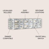 Evelyn Crystal Rectangle Iron/Crystal Glam Modern LED Vanity Light