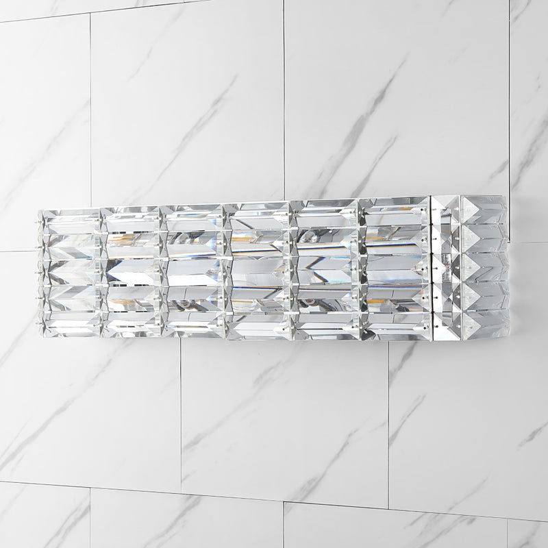 Evelyn Crystal Rectangle Iron/Crystal Glam Modern LED Vanity Light - JONATHAN Y