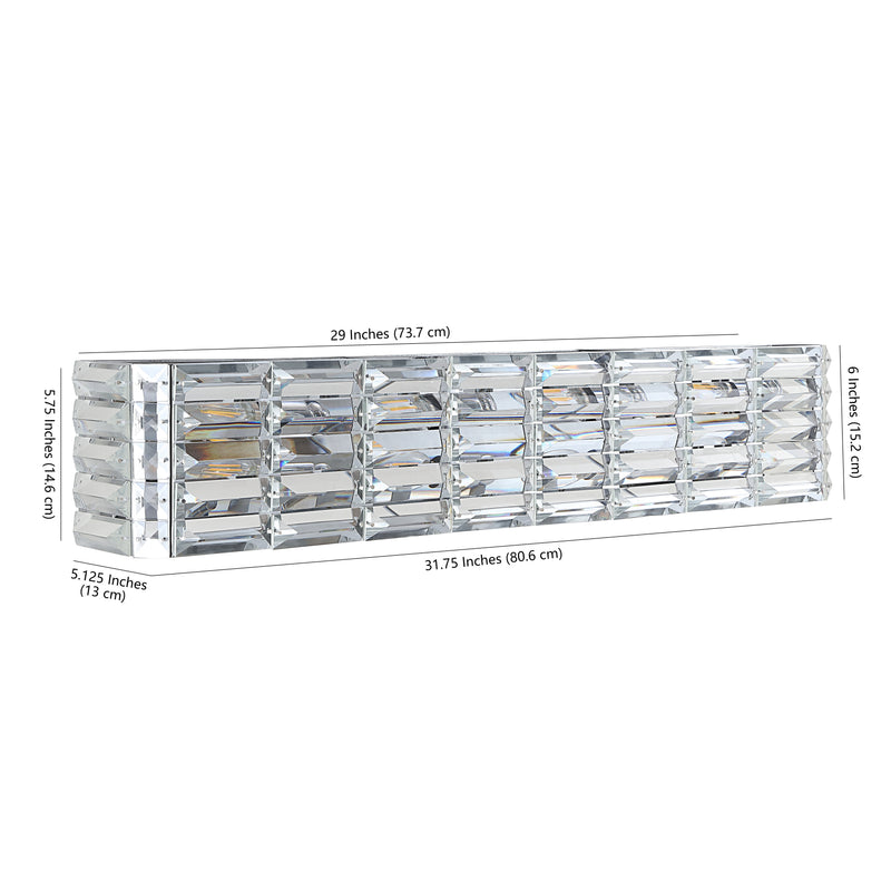 Evelyn Crystal Rectangle Iron/Crystal Glam Modern LED Vanity Light - JONATHAN Y