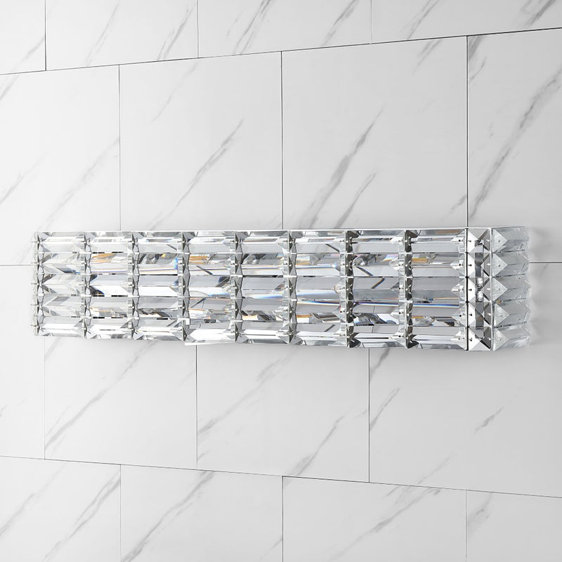 Evelyn Crystal Rectangle Iron/Crystal Glam Modern LED Vanity Light - JONATHAN Y