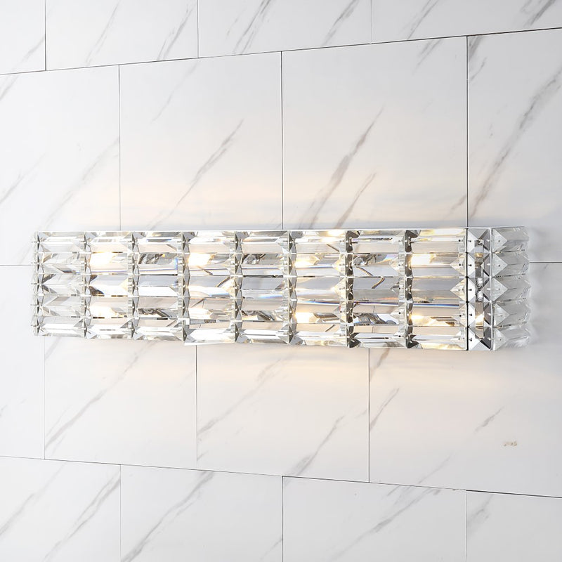 Evelyn Crystal Rectangle Iron/Crystal Glam Modern LED Vanity Light - JONATHAN Y
