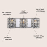 Clara Deco Metal/Crystal Classic Glam LED Vanity Light - JONATHAN Y