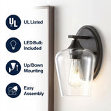 Jayne Iron/Glass Cottage Rustic LED Vanity Light Oil Rubbed Bronze / 1 Socket – ICONS