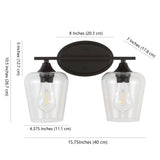 Jayne Iron/Glass Cottage Rustic LED Vanity Light