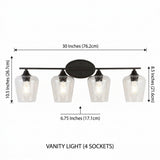 Jayne Iron/Glass Cottage Rustic LED Vanity Light Oil Rubbed Bronze / 4 Sockets – DIM