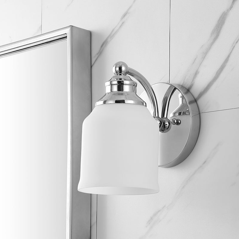 Lydia Iron/Frosted Glass Farmhouse Cottage LED Vanity Light
