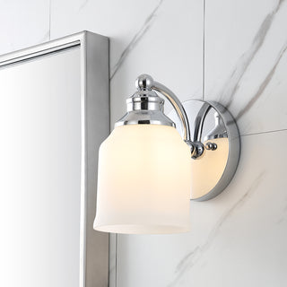 Lydia Iron/Frosted Glass Farmhouse Cottage LED Vanity Light