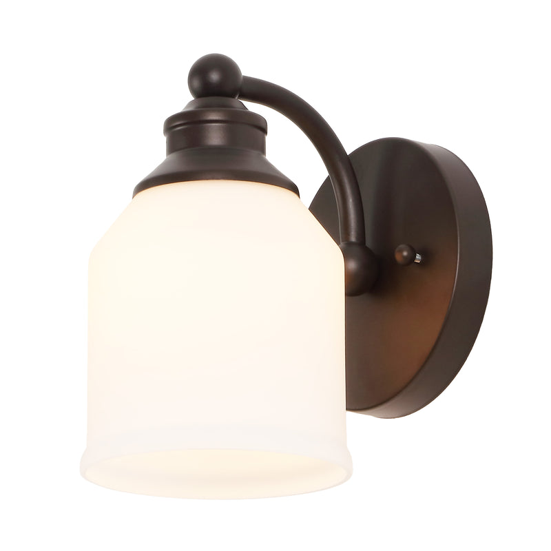 Lydia Iron/Frosted Glass Farmhouse Cottage LED Vanity Light