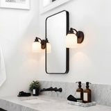 Lydia Iron/Frosted Glass Farmhouse Cottage LED Vanity Light