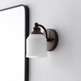 Lydia Iron/Frosted Glass Farmhouse Cottage LED Vanity Light