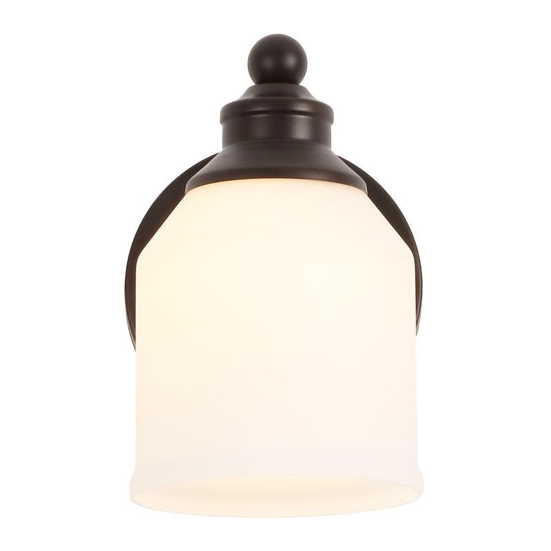 Lydia Iron/Frosted Glass Farmhouse Cottage LED Vanity Light