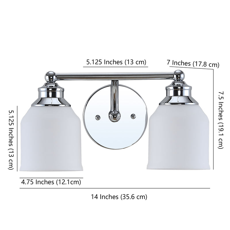Lydia Iron/Frosted Glass Farmhouse Cottage LED Vanity Light