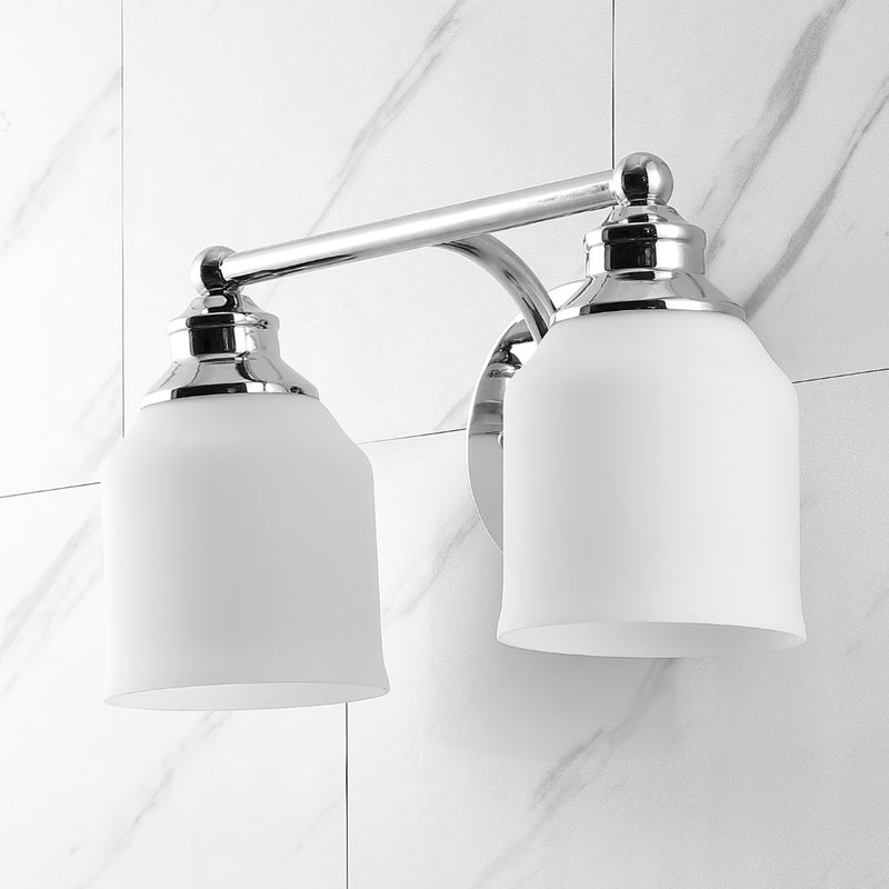 Lydia Iron/Frosted Glass Farmhouse Cottage LED Vanity Light