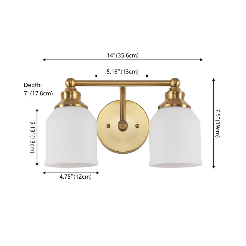 Lydia Iron/Frosted Glass Farmhouse Cottage LED Vanity Light
