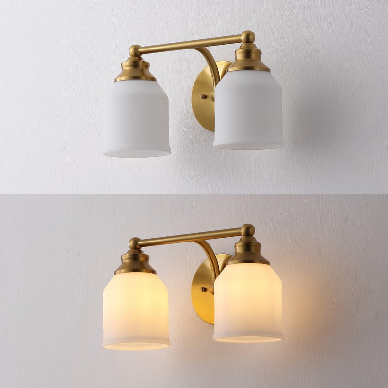 Lydia Iron/Frosted Glass Farmhouse Cottage LED Vanity Light