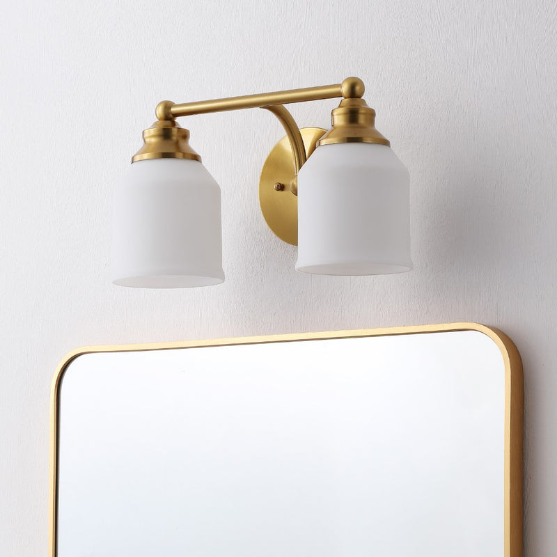 Lydia Iron/Frosted Glass Farmhouse Cottage LED Vanity Light