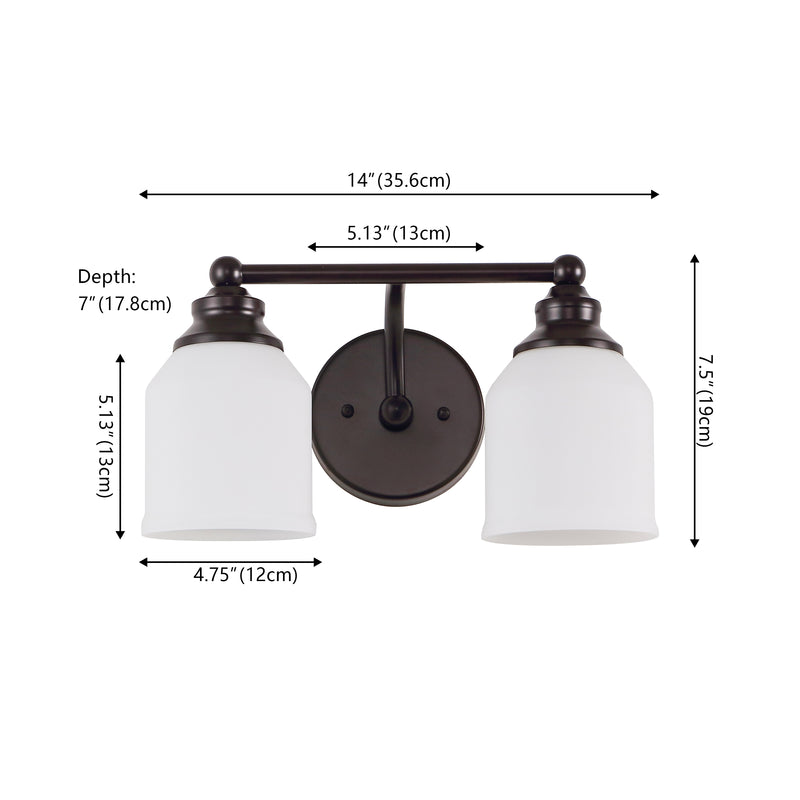 Lydia Iron/Frosted Glass Farmhouse Cottage LED Vanity Light