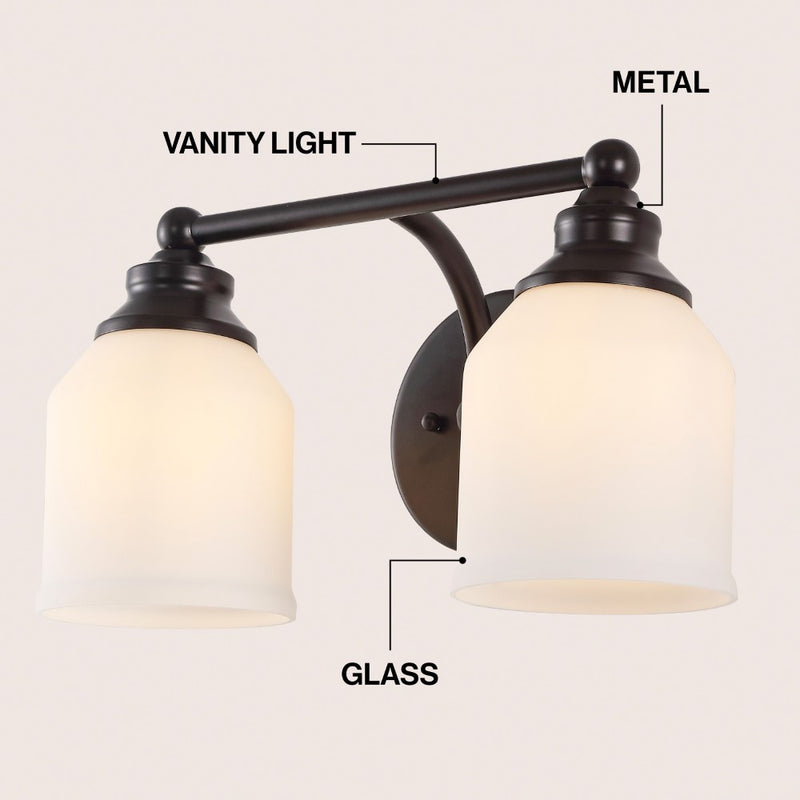 Lydia Iron/Frosted Glass Farmhouse Cottage LED Vanity Light
