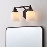 Lydia Iron/Frosted Glass Farmhouse Cottage LED Vanity Light