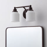 Lydia Iron/Frosted Glass Farmhouse Cottage LED Vanity Light