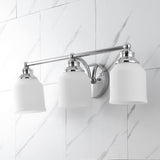 Lydia Iron/Frosted Glass Farmhouse Cottage LED Vanity Light