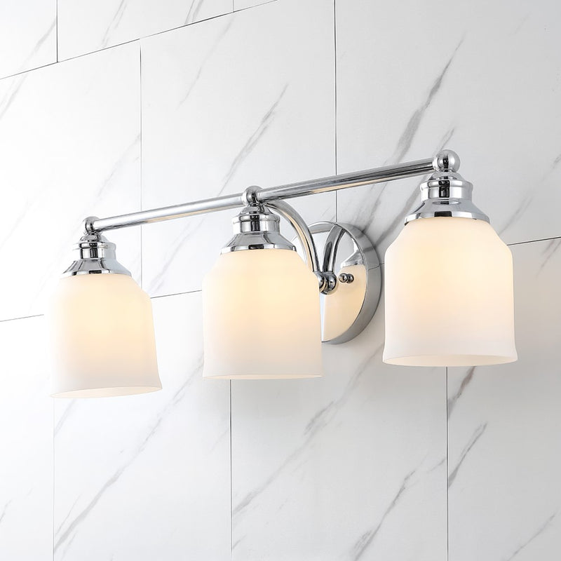Lydia Iron/Frosted Glass Farmhouse Cottage LED Vanity Light