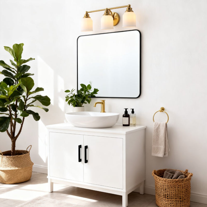 Lydia Iron/Frosted Glass Farmhouse Cottage LED Vanity Light
