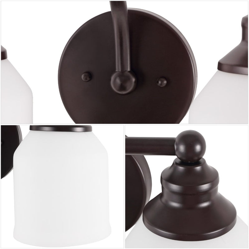 Lydia Iron/Frosted Glass Farmhouse Cottage LED Vanity Light