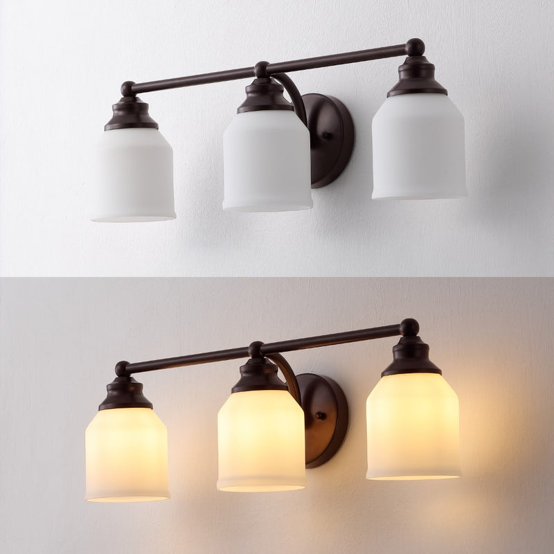 Lydia Iron/Frosted Glass Farmhouse Cottage LED Vanity Light