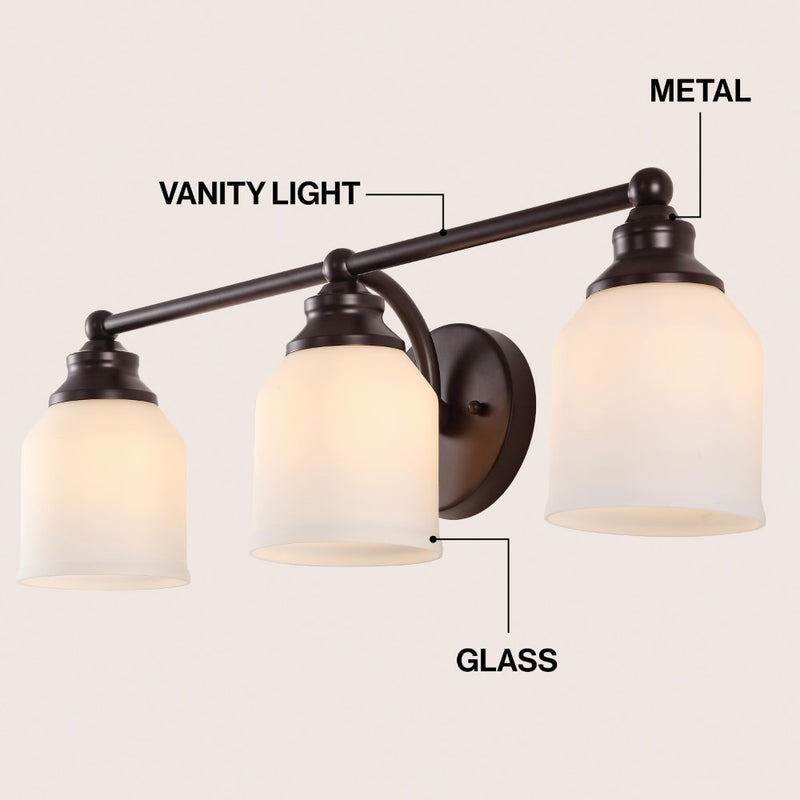 Lydia Iron/Frosted Glass Farmhouse Cottage LED Vanity Light