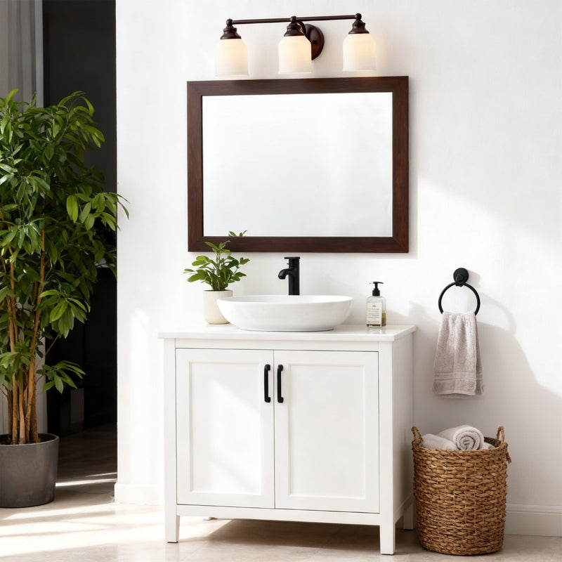 Lydia Iron/Frosted Glass Farmhouse Cottage LED Vanity Light