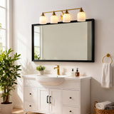 Lydia Iron/Frosted Glass Farmhouse Cottage LED Vanity Light