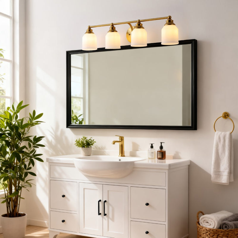Lydia Iron/Frosted Glass Farmhouse Cottage LED Vanity Light