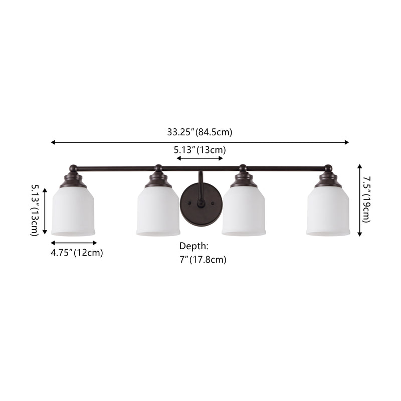 Lydia Iron/Frosted Glass Farmhouse Cottage LED Vanity Light