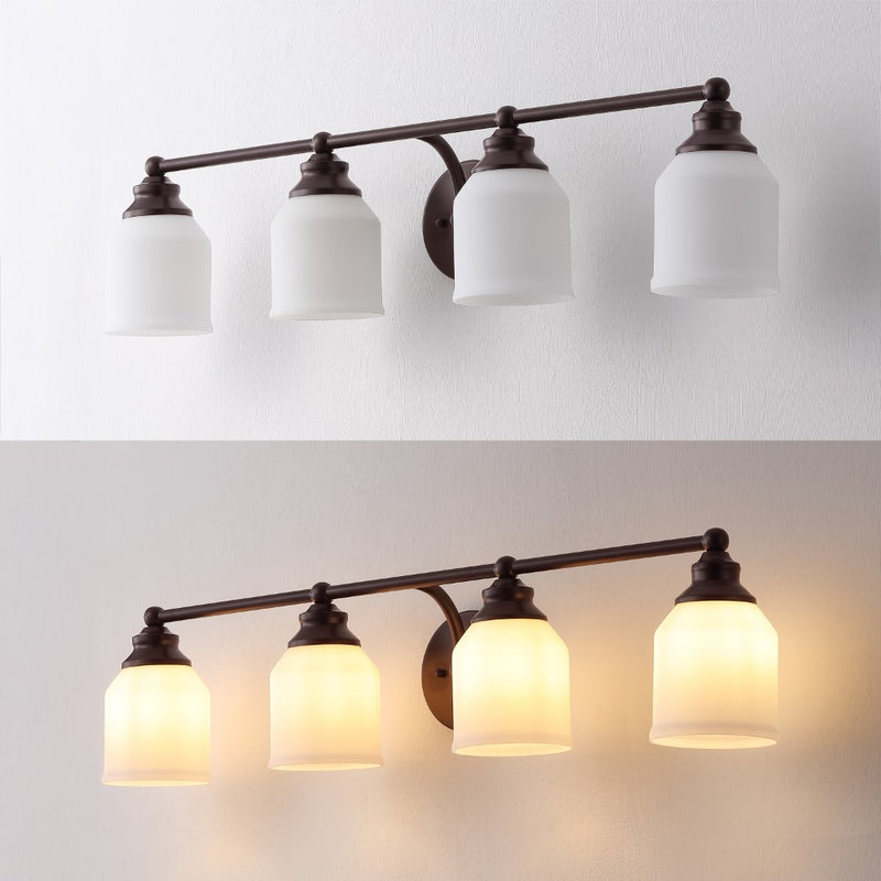 Lydia Iron/Frosted Glass Farmhouse Cottage LED Vanity Light
