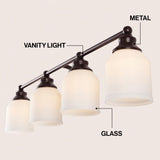 Lydia Iron/Frosted Glass Farmhouse Cottage LED Vanity Light