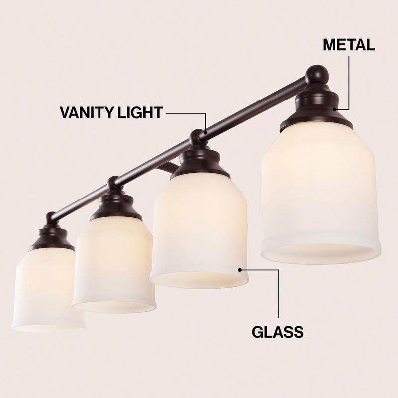 Lydia Iron/Frosted Glass Farmhouse Cottage LED Vanity Light