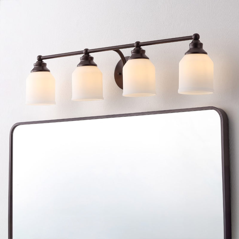 Lydia Iron/Frosted Glass Farmhouse Cottage LED Vanity Light
