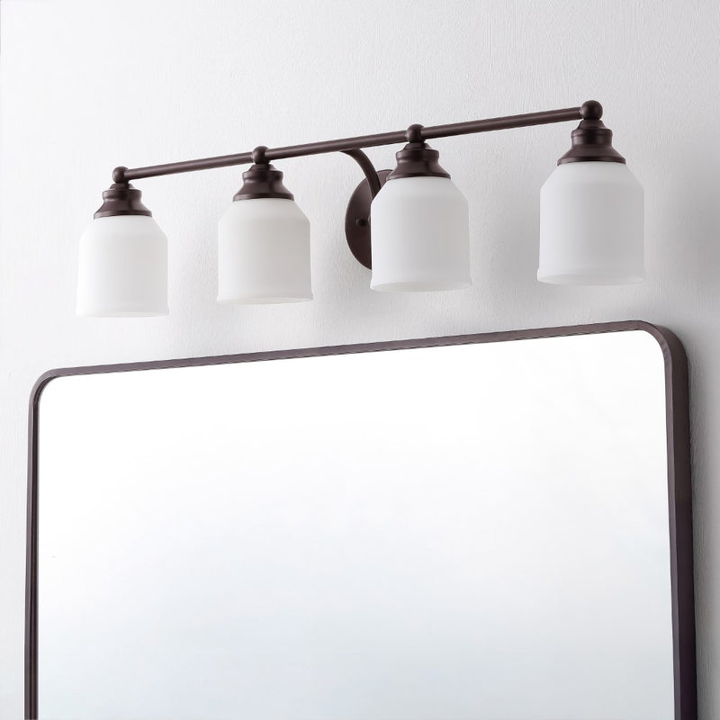 Lydia Iron/Frosted Glass Farmhouse Cottage LED Vanity Light