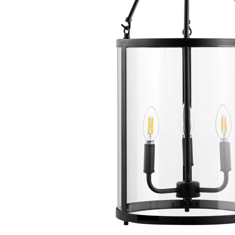Kinsley 12" Industrial Farmhouse Iron/Glass LED Pendant - JONATHAN Y