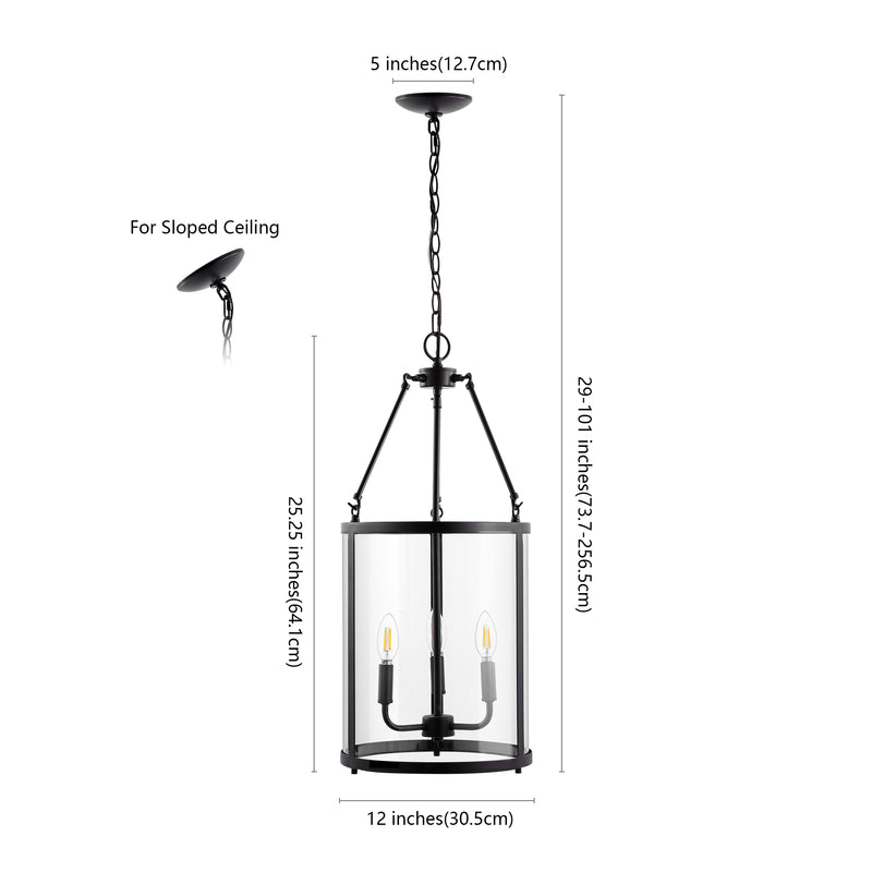 Kinsley 12" Industrial Farmhouse Iron/Glass LED Pendant - JONATHAN Y