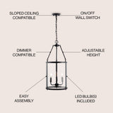 Kinsley 12" Industrial Farmhouse Iron/Glass LED Pendant - JONATHAN Y