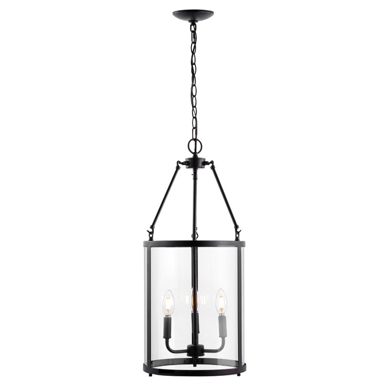 Kinsley 12" Industrial Farmhouse Iron/Glass LED Pendant - JONATHAN Y