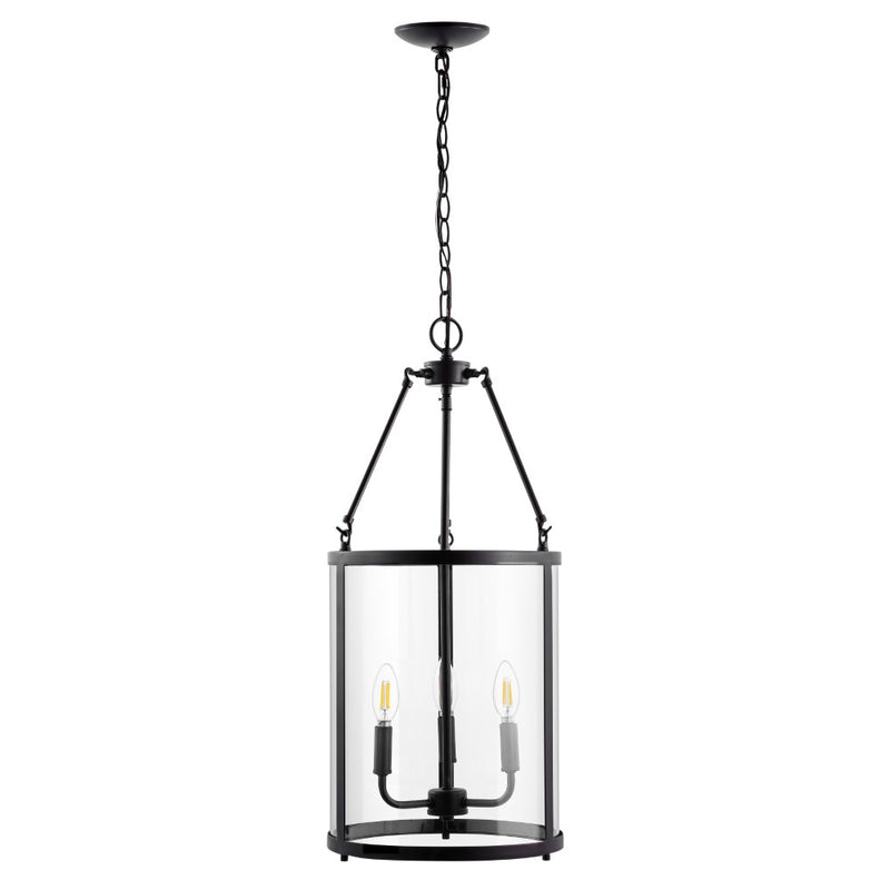 Kinsley 12" Industrial Farmhouse Iron/Glass LED Pendant - JONATHAN Y
