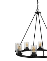 Coronet Iron/Seeded Glass Rustic Farmhouse LED Chandelier - JONATHAN Y