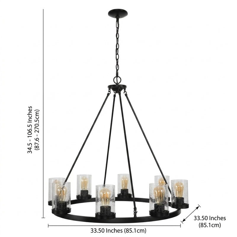 Coronet Iron/Seeded Glass Rustic Farmhouse LED Chandelier Oil Rubbed Bronze / 8 Sockets – DIM
