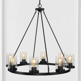 Coronet Iron/Seeded Glass Rustic Farmhouse LED Chandelier - JONATHAN Y