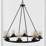 Coronet Iron/Seeded Glass Rustic Farmhouse LED Chandelier - JONATHAN Y